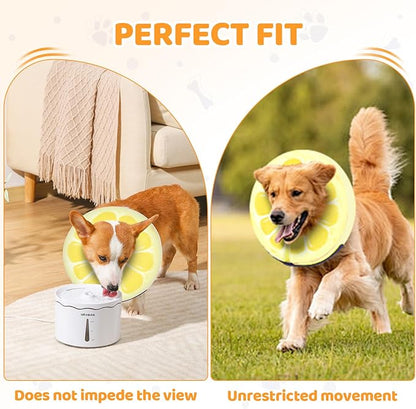Adjustable Inflatable Dog Cone Collar for Surgery Recovery, Soft Cone for Dogs & Cats, Portable & Washable Dog Donut Collar, Large Cat Cone E Collar (Yellow M)
