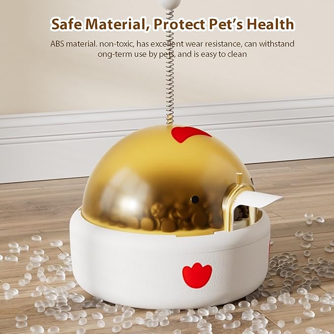 Pet Food Dispenser Interactive Training for Cats and Dogs Feeding Device, Self Soothing and Soothing Sound Toy (White)