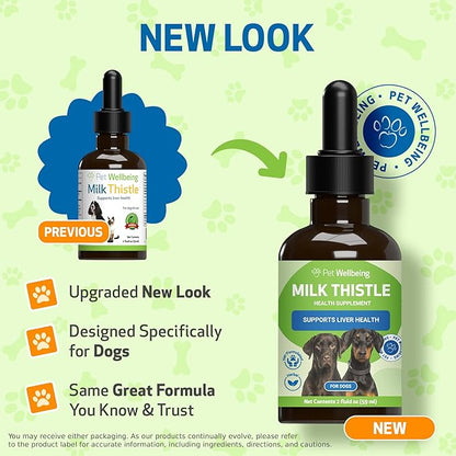 Pet Wellbeing Milk Thistle for Dogs - Organic Milk Thistle, Supports Healthy Liver Function & Detoxification - NASC Certified & Vet-Formulated - 2 oz Liquid
