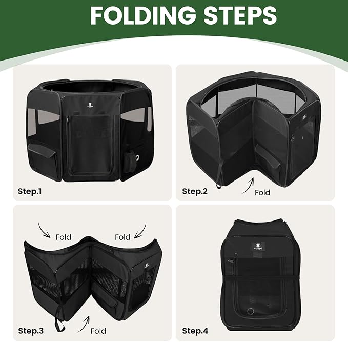 X-ZONE PET Dog Playpen Portable Pet Play Pens for Puppies, Cat, Rabbit, Chicks, Foldable Exercise Play Tent Kennel Crate, Indoor/Outdoor Travel Camping Black Medium