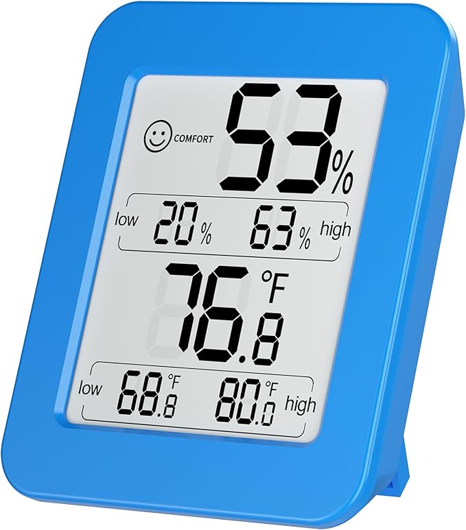 Digital Hygrometer with Max and Min Records 10s Fast Refresh Accurate Hygrometer Room Thermometer Indoor for Home, Bedroom, Baby Room, Office, Greenhouse, Cellar (Blue)