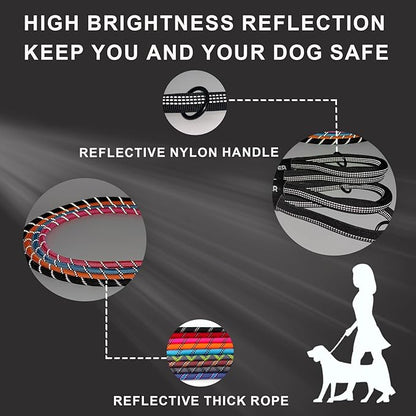 ZALER Short Dog Leash, 18 Inches Rope Traffic Leashes for Dogs, Reflective Dog Lead with O-Ring, Heavy Duty Pet Leash for Large and Medium Dogs (18" Green Gray)