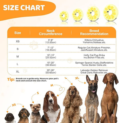 Adjustable Inflatable Dog Cone Collar for Surgery Recovery, Soft Cone for Dogs & Cats, Portable & Washable Dog Donut Collar, Large Cat Cone E Collar (Yellow M)