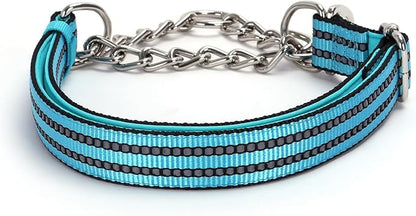 Choker Collar for Dogs，Stainless Steel Chain Martingale No Pull Slip Cinch Training Escape Proof Heavy Duty Dog Collar for Small Medium Large Pet Girl Female Dogs，Blue XL