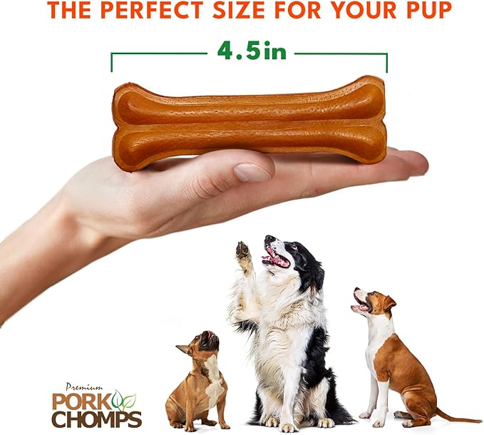 Pork Chomps Roasted Pressed Pork Skin Dog Chews, 4.5-inch Bone, 2 Count