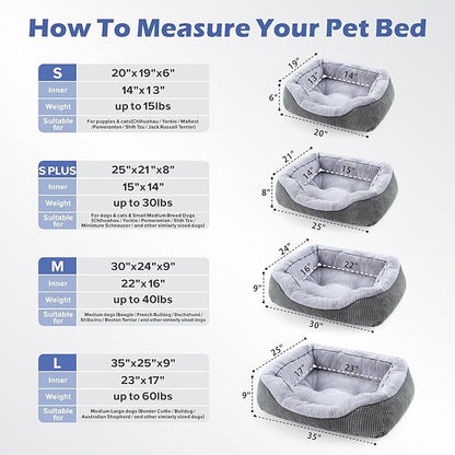 INVENHO Small Dog Bed for Small Dogs, Cat Beds for Indoor Cats Washable, Orthopedic Dog Bed, Warming Soft Calming Sleeping Puppy Bed Durable Pet Bed with Anti-Slip Bottom S(20"x19"x6")