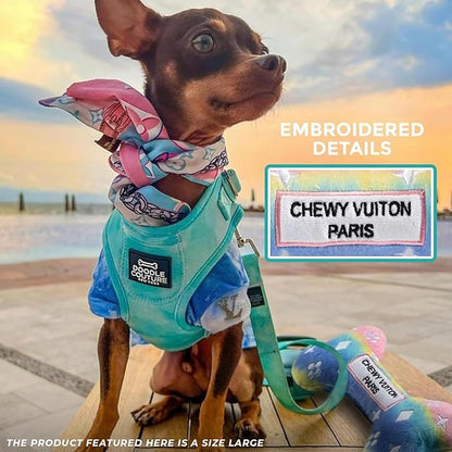 Haute Diggity Dog Chewy Vuiton Bones Plush Squeaky Dog Toys, Soft Durable Designer-Inspired Stuffed Puppy Chew Toys for Small & Medium Dogs, Machine-Washable (Assorted Colors) One Size, 4 Pcs