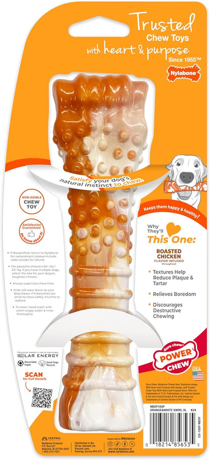 Nylabone Limited Edition 70th Birthday Textured Bone Power Chew Toy for Dogs, Durable & Tough Dog Toys for Aggressive Chewers, Roasted Chicken Flavor, X-Large Dogs - 50+ lbs (1 Count)