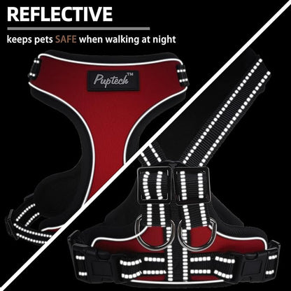 PUPTECK Dog Harness and Leash Set Medium Sized, Adjustable Reflective Escape Proof Puppy Vest, No Pull Walking Harness Easy Control