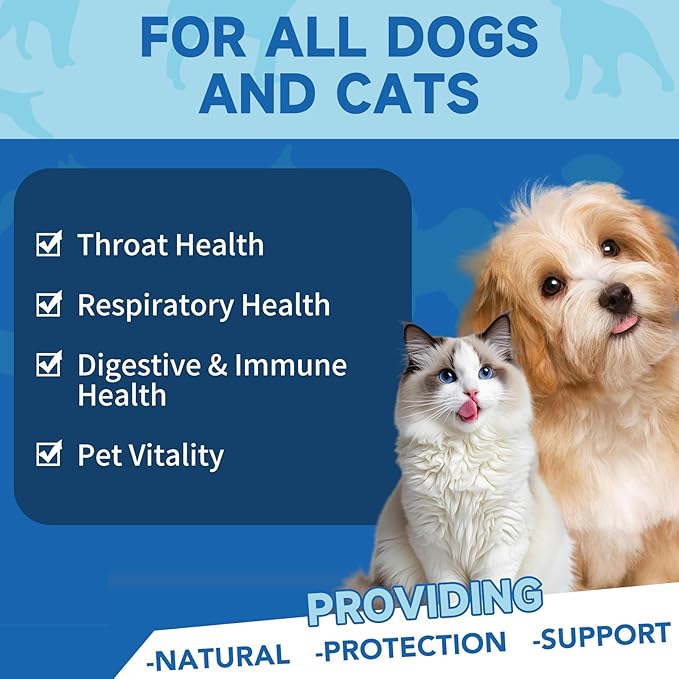 Throat & Respiratory Support for Dogs & Cats – with Marshmallow Root, Mullein Leaf & Licorice – Natural Herbal Formula – 6 fl oz