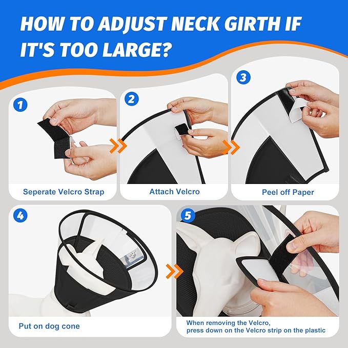 Dog Cone Collar with Soft Liner to Stop Licking, Elizabeth Recovery Collar After Surgery for Large Medium Dogs, Comfortable Pet Head Cone Alternative for Neutering Spay Injury (XS)