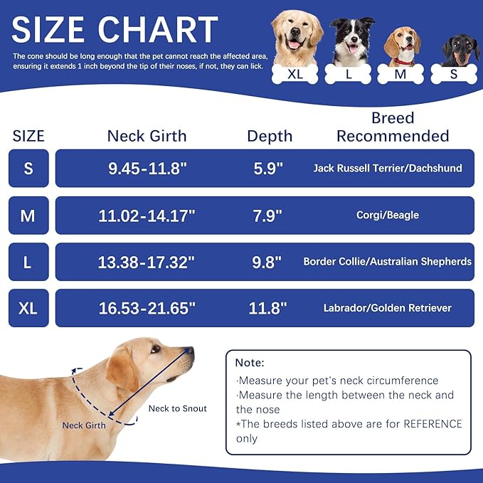 ASENKU Dog Cone Collar, Soft Adjustable Cone for Dogs to Stop Licking, Lightweight Recovery Dog Cone After Surgery, Pet E-Collar for Small, Medium & Large Dogs(Blue, XL)