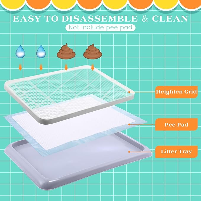 Mifoci 1 Pcs Dog Potty Tray Mesh Puppy Training Pad Holder Floor Protection Portable Pee Pad Pet Toilet Training Tray Litter Box Corner for Medium and Large Dogs (25.6 x 18.9 Inch,Gray)