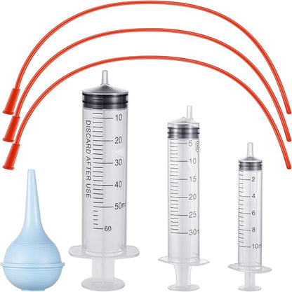 7 Pack Tube Feeding Kit for Puppies Puppy Feeding Tube Include 3 Pack 8 FR Red Give Food Pipes 3 Pack 10 ml 30 ml 60 ml Syringes Bulb Syringe for Lamb Goat Small Dog Whelping Kitten Measuring Watering