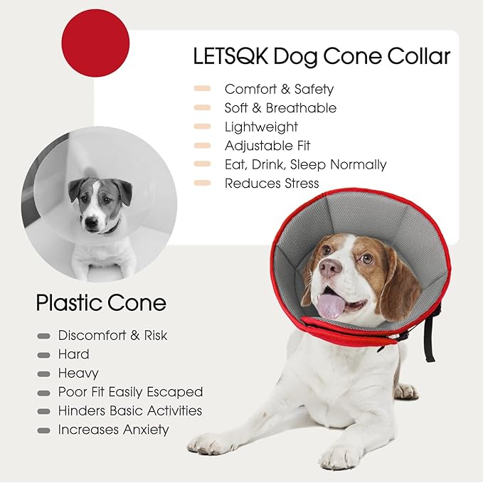 Dog Cone Collar After Surgery for Large Dogs, Adjustable Soft Cone for Dogs to Stop Licking, Professional Elizabethan Collar for Pet, Recovery Cones for Wound Healing & Hot Spots