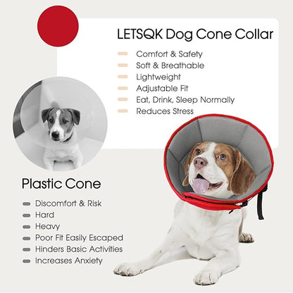 Dog Cone Collar After Surgery, Soft Cone for Small Dogs to Stop Licking, Adjustable Elizabethan Collar for Dogs, Lightweight Breathable Dog Recovery Cones for Wound Healing & Hot Spots