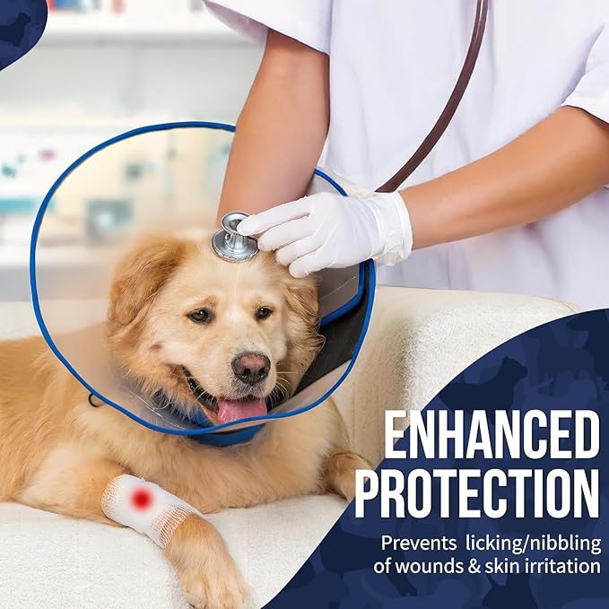 OneTigris Depth Adjustable Soft Dog Cone Collar for Medium Large Dogs After Surgery, Recovery for Small Dogs, Lightweight Elizabethan Collar for Dog to Stop Licking (Blue, XXL)