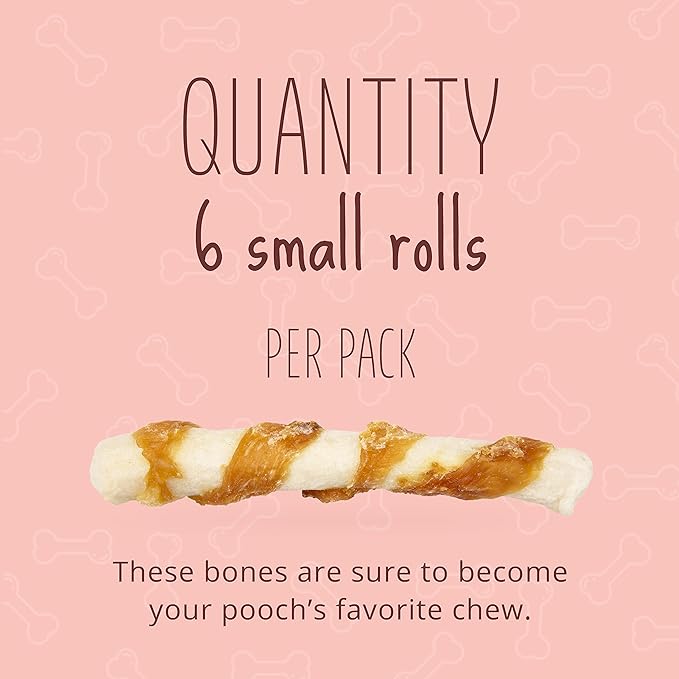 Better Belly Proteins with Real Venison Small Rolls 6 Count, Digestible Rawhide for Dogs, 4.2 OZ (Pack of 4)