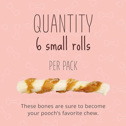 Better Belly Proteins with Real Venison Small Rolls 6 Count, Digestible Rawhide for Dogs, 4.2 OZ (Pack of 4)