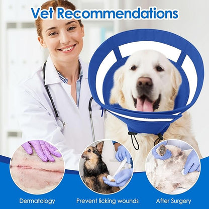 SAWMONG Soft Cone for Dogs – Small Dog Recovery Collar, Adjustable E-Collar to Stop Licking After Surgery (S, Blue)