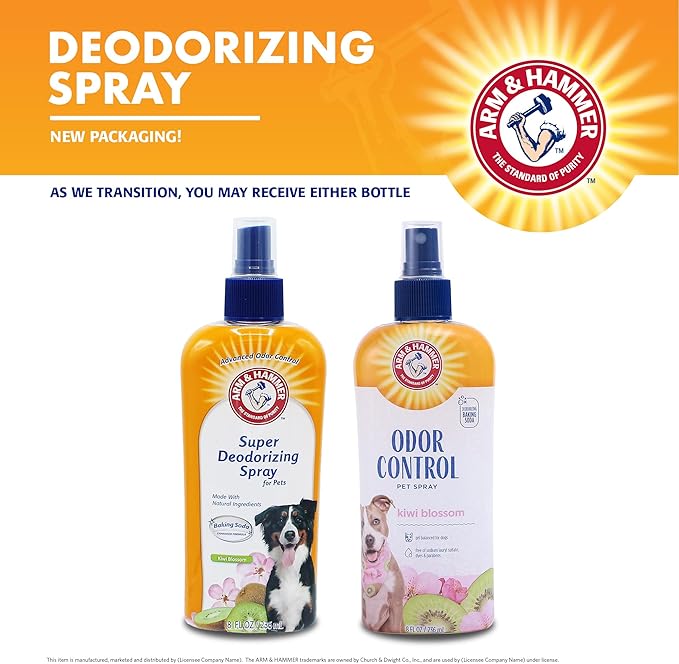 Arm & Hammer for Pets Super Deodorizing Dog Spray with Baking Soda for Odor Control, Freshens Coat Between Baths, pH Balanced Formula for Dogs, 8 Fl Oz - 6 Pack