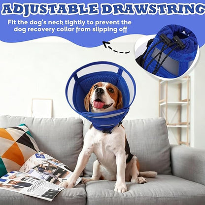 Soft Dog Cone for Dogs After Surgery,Foldable Dog's Cone Collar,Adjustable E Collar Alternative to Stop Licking,Pet Cones for Dog,Doggy Surgery Collar,Dogs Recovery Collars & Cones,Blue,XL