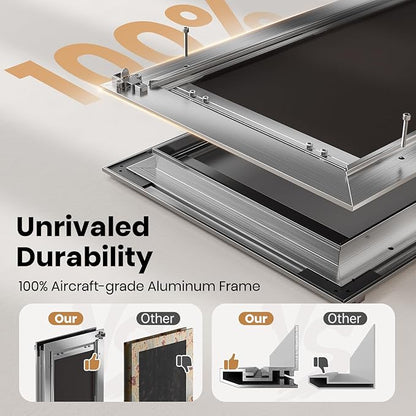 Dog Door All Aluminum Medium, Doggy Doggie Cat Door, Heavy Duty Pet Door for Install in Interior Exterior Doors or Wall, 2 Magnetic Flaps, Energy Efficient, Closing Panel for Pets Up to 45Lb