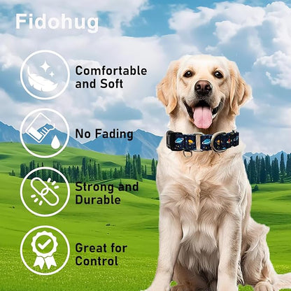 Martingale Dog Collars with Buckle No Slip Training Boy Dog Collar for Medium Dogs (Blue Space, Medium)