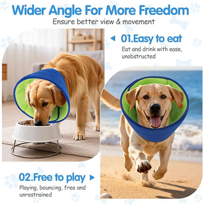 Soft Dog Cone Collar Alternative - Adjustable Comfy Cones for Large/Medium/Small Dogs to Stop Licking After Surgery, Comfortable Fabric Elizabethan Collars, Head Cone of Shame for Neuter Recovery (L)