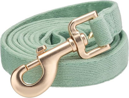 Soft Cotton Dog Leash, 5 Ft Heavy Duty Corduroy Dog Leashes with Gold Metal Hook for Small Medium Large Dogs,Medium,Grass Green