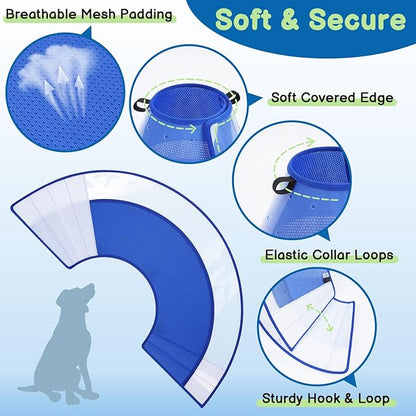 BARKLESS Soft Dog Cone, Soft Cone for Large Dogs to Stop Licking Biting Wounds, Breathable Surgical E Collar for After Surgery, Adjustable Elizabethan Collar for Neuter Incision Care