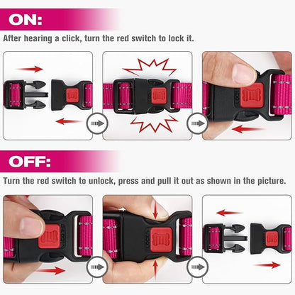 Joytale Martingale Collar for Dogs, Reflective Heavy Duty for Safety, Quick Release Buckle, Adjustable Nylon Collars for Puppy and XSmall Dogs Walking Training, Hotpink,XS