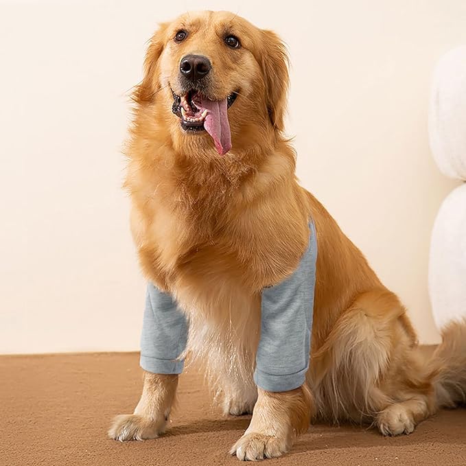 ROZKITCH Dog Surgery Leg Sleeve for Front Legs, Pet Prevent Licking Wound Elbow Knee Protector, Dog Leg Sleeve to Stop Licking Cone Collar Alternative for Sprain ACL CCL Arthritis Grey XL