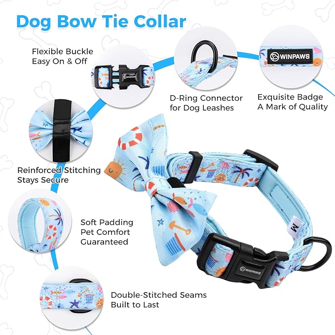 Dog Harness and Leash Collar Set with Dog Poop Bag Holder and Bandanas, Escape Proof Adjustable Puppy Cat Vest with Soft Mesh Padded, Pet Supplies for Small Medium Large Dogs Kitten(Blue Beach, XS)