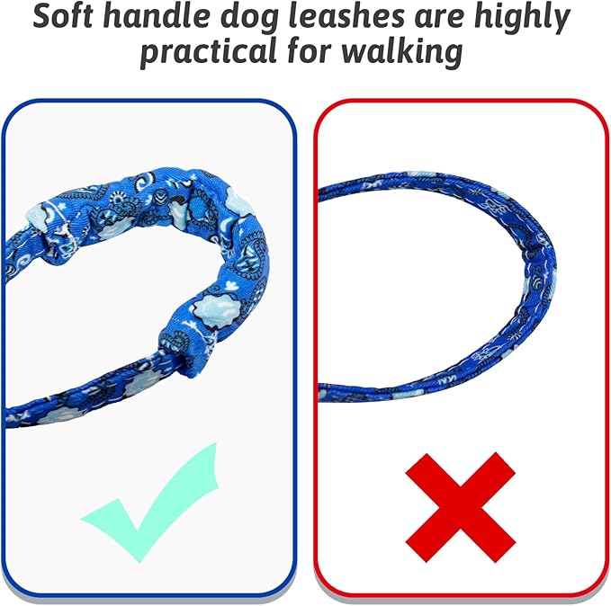 Dog Collar and Leash Set Girls Adjustable Puppy Collars with Floral Bow Tie for Small Medium Large Female Dogs, BluePaisley, S