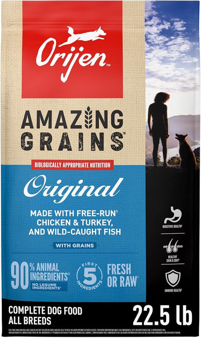 ORIJEN Amazing Grains High Protein Dry Dog Food Original Recipe 22.5lb Bag