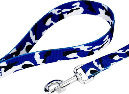 Country Brook Petz - Royal Blue and White Camo Everyday Dog Collar and Leash Limited Edition - Sports and Athletics Collection Featuring Spirited Designs (1 Inch, Medium)