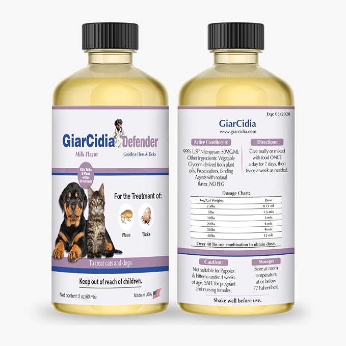 Giarcidia Say Good Bye to Flea and Ticks in Dogs & Cats Defender - Include 3ml Dropper with Cap
