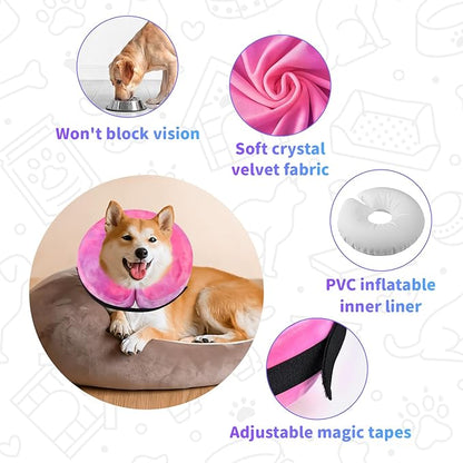 Dog Neck Collar Recovery E-Collar Alternative, Dog Donut Collar After Surgery for Dogs and Cats(Rose Purple, M+)