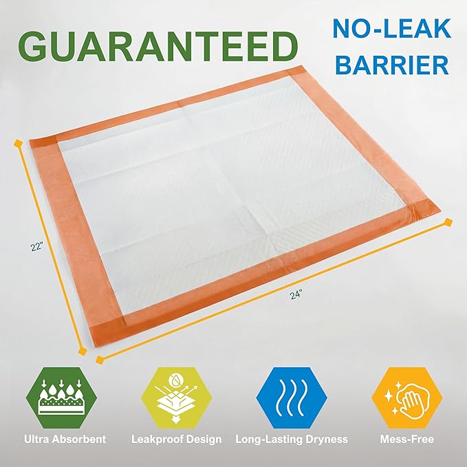MED PRIDE Dog Training Pads with Attractant, 100 Count Disposable Puppy Pee Pads, 22 x 24 in, 6-Layer Ultra Absorbent Potty Pads with Leakproof Backing for Dogs, Cats & Small Pets