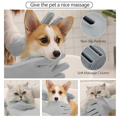 Pet Grooming Gloves - Gentle Dog Bathing Shampoo Brush - Massage Mitt with Enhanced Five Finger Design - Efficient Deshedding Glove for Dogs, Cats, Rabbits and Horses - 1 Pack