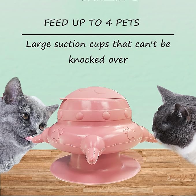 Puppy Nipple Feeder, Kitten Nursing Milk Bowl, Bubble Silicone Milk Feeder, Dog Nurser Bottle with Base, Pacifiers Feeding Station for Multiple Puppies Kittens Rabbits (Pink)