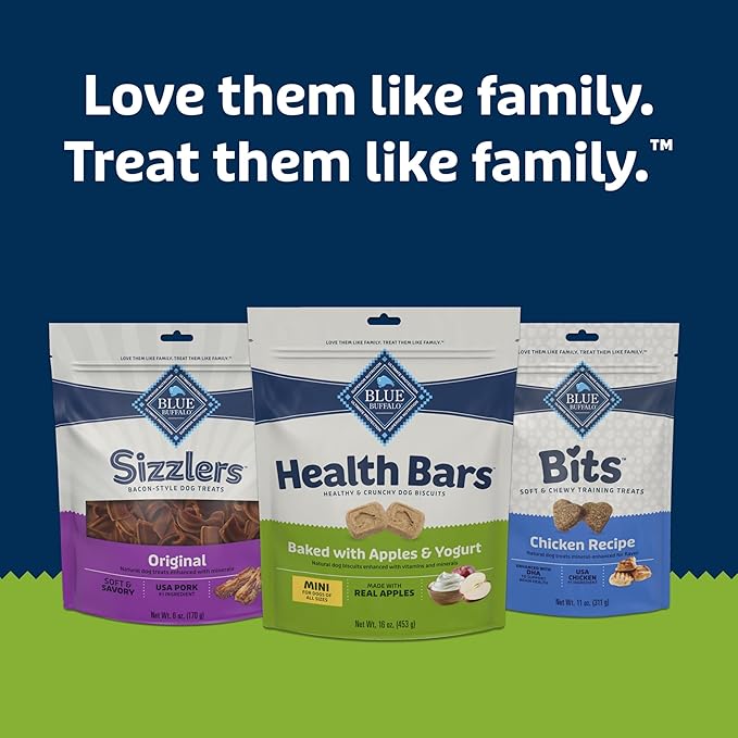 Blue Buffalo Health Bars Mini Crunchy Dog Biscuits, Oven-Baked with Natural Ingredients, Apples & Yogurt, 16-oz Bag