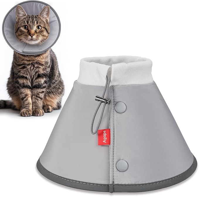 Agape Soft Dog Cone for Small Dogs & Cats (Gray (Small Dogs Cone), 2 (Neck:6.5"-8.5"))