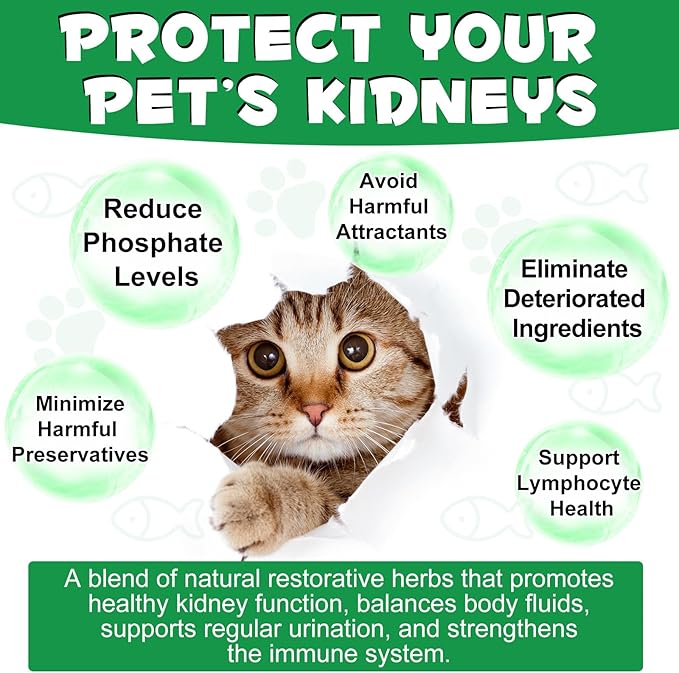 Kidney Support for Cats, Cat Kidney Treatment Support Cat Urinate Regularly, Strengthen Kidney Function,Increase Immunity, Herbal Supplement Supports Healthy Kidney Function- 2PCS