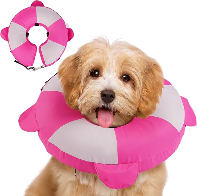 MIGOHI Soft Inflatable Dog Cone Collar,Adjustable Recovery Donut Collar for Dogs After Spay Surgery - Comfortable E-Collar for Small Dogs Puppies to Stop Licking Wounds (XS,Rosepink)
