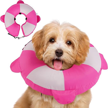 MIGOHI Soft Inflatable Dog Cone Collar,Adjustable Recovery Donut Collar for Dogs After Spay Surgery - Comfortable E-Collar for Small Dogs Puppies to Stop Licking Wounds (XS,Rosepink)