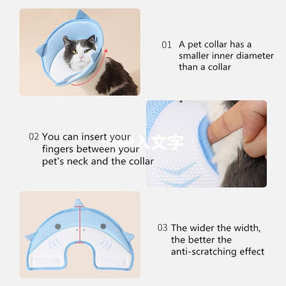 alfyng Elizabethan Dog Neck Collar Cute Shark Shape Dog Cone for Dogs Cats After Surgery Comfy Soft Pet Recovery Collar & Cone for Small Dogs Or Cats (S)