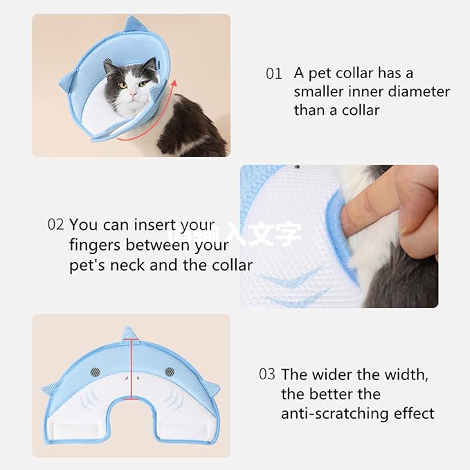 alfyng Elizabethan Dog Neck Collar Cute Shark Shape Dog Cone for Dogs Cats After Surgery Comfy Pet Recovery Collar & Cone for Small Dogs Or Cats (M)