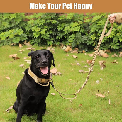 Tactical Dog Collar Leash Set, Adjustable Military Training Nylon Collar Dog Training with Control Handleand Metal Buckle, Dog Collar for Medium Large Dogs (Brown,L)